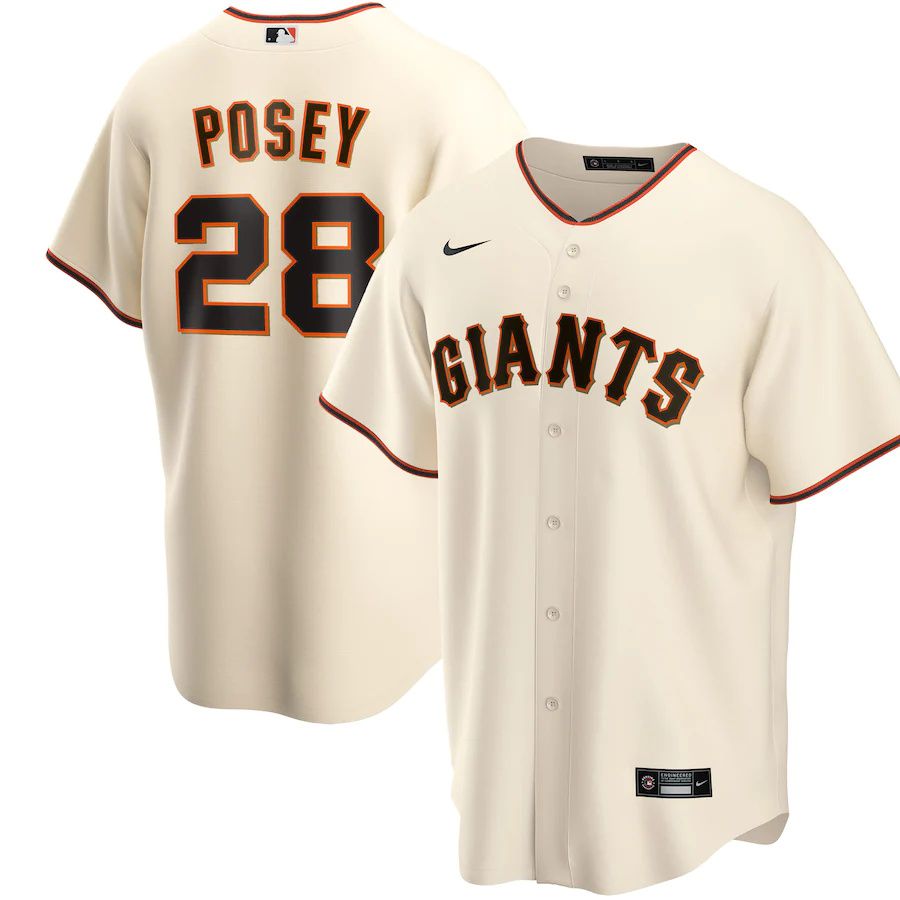 Youth San Francisco Giants #28 Buster Posey Nike Cream Home Replica Player MLB Jerseys
